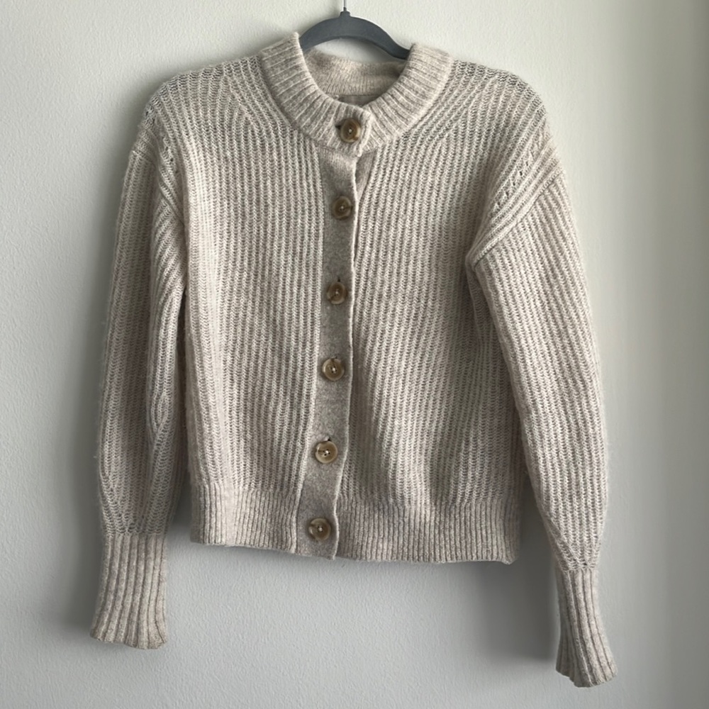Everlane cream cropped alpaca cardigan sweater